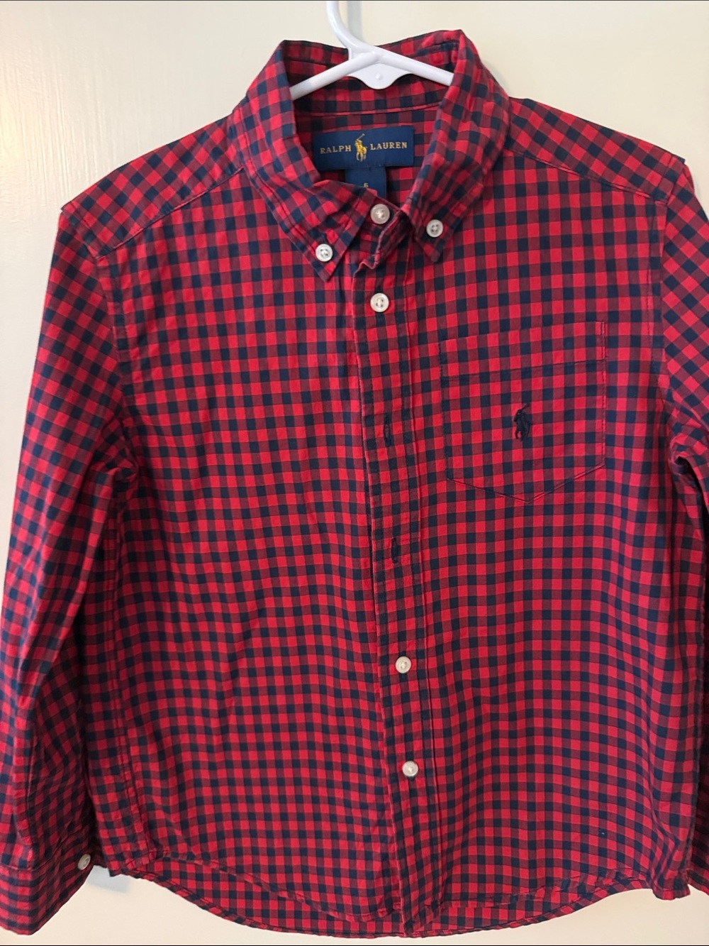 Ralph Lauren Red & Navy Gingham Button-Down Shirt